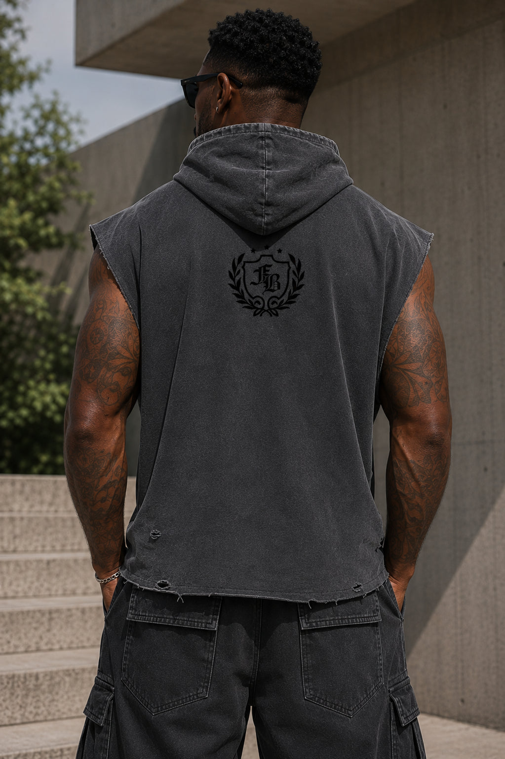 Snow Washed Boxy Hooded Tank Top