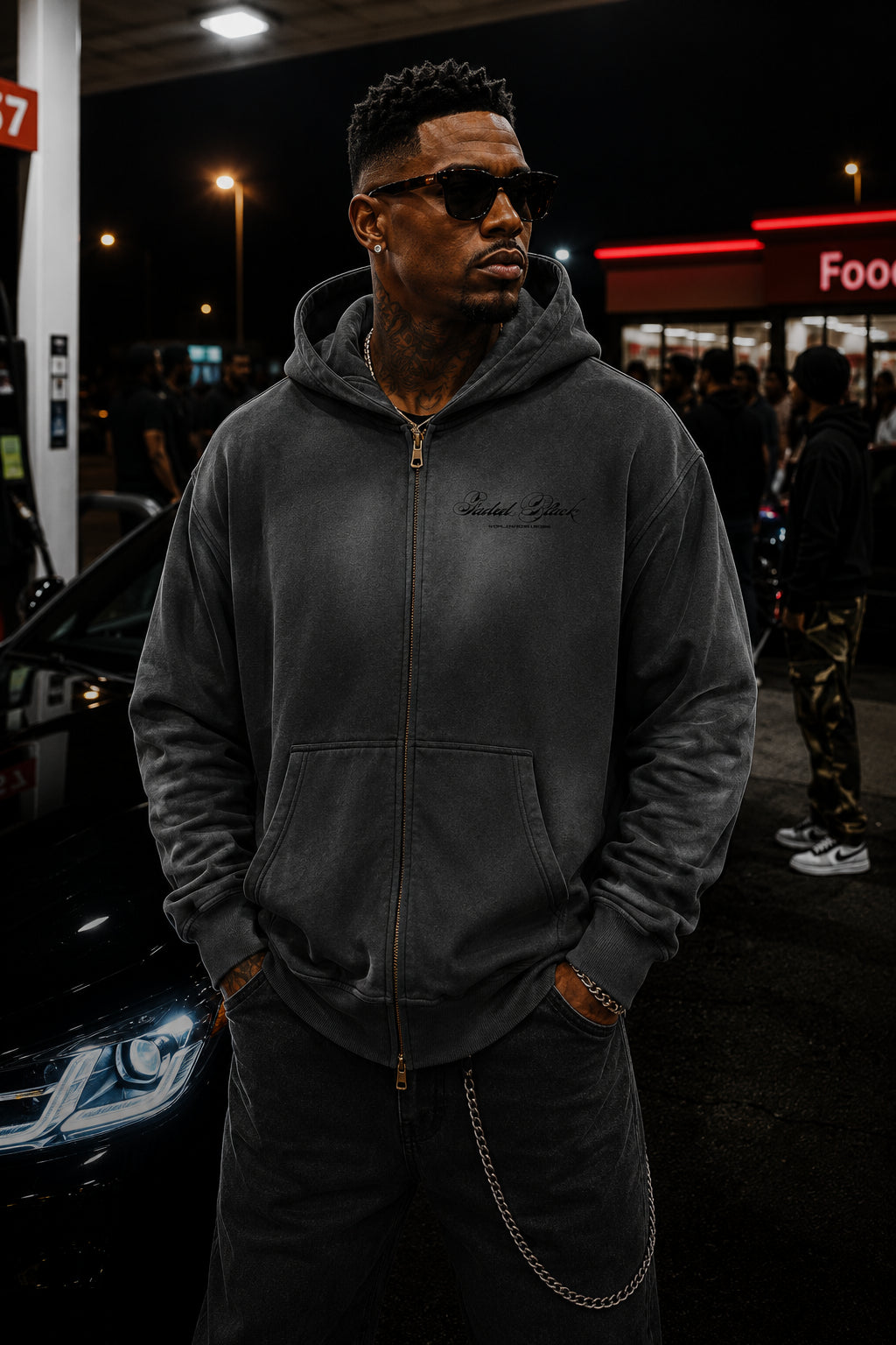 Sunfade Two-way Zipper Boxy Fleece Hoodie