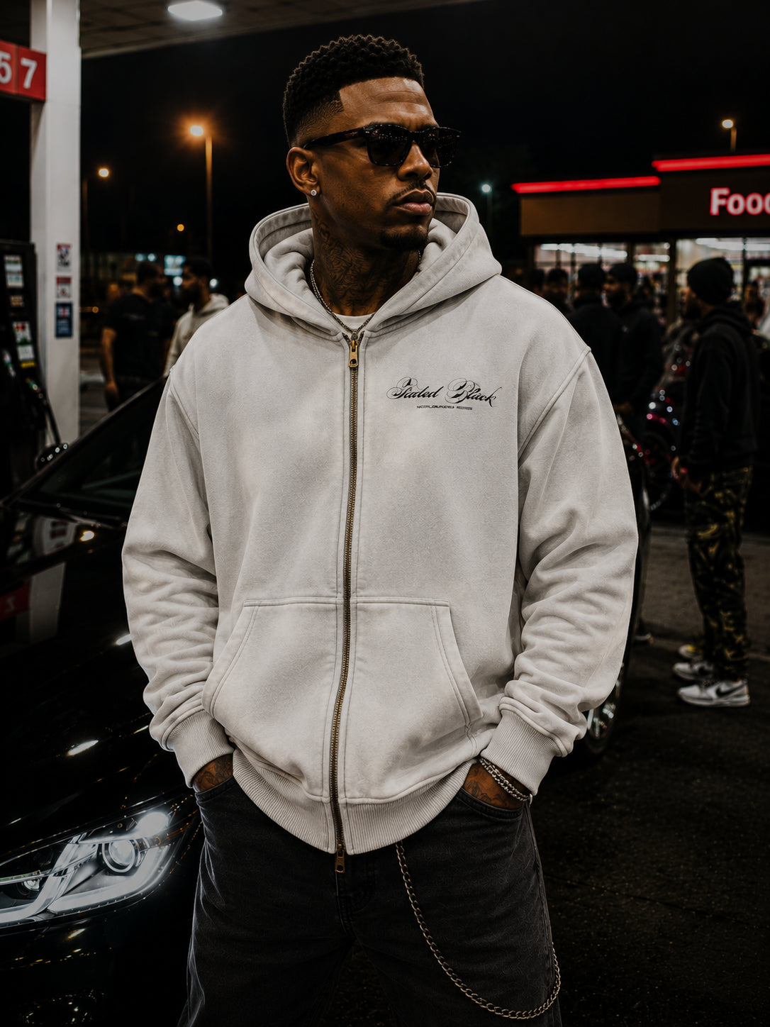 Sunfade Two-way Zipper Boxy Fleece Hoodie