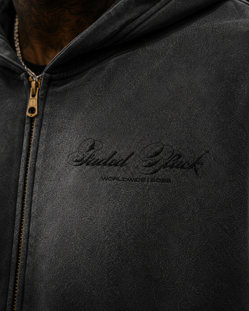 Sunfade Two-way Zipper Boxy Fleece Hoodie
