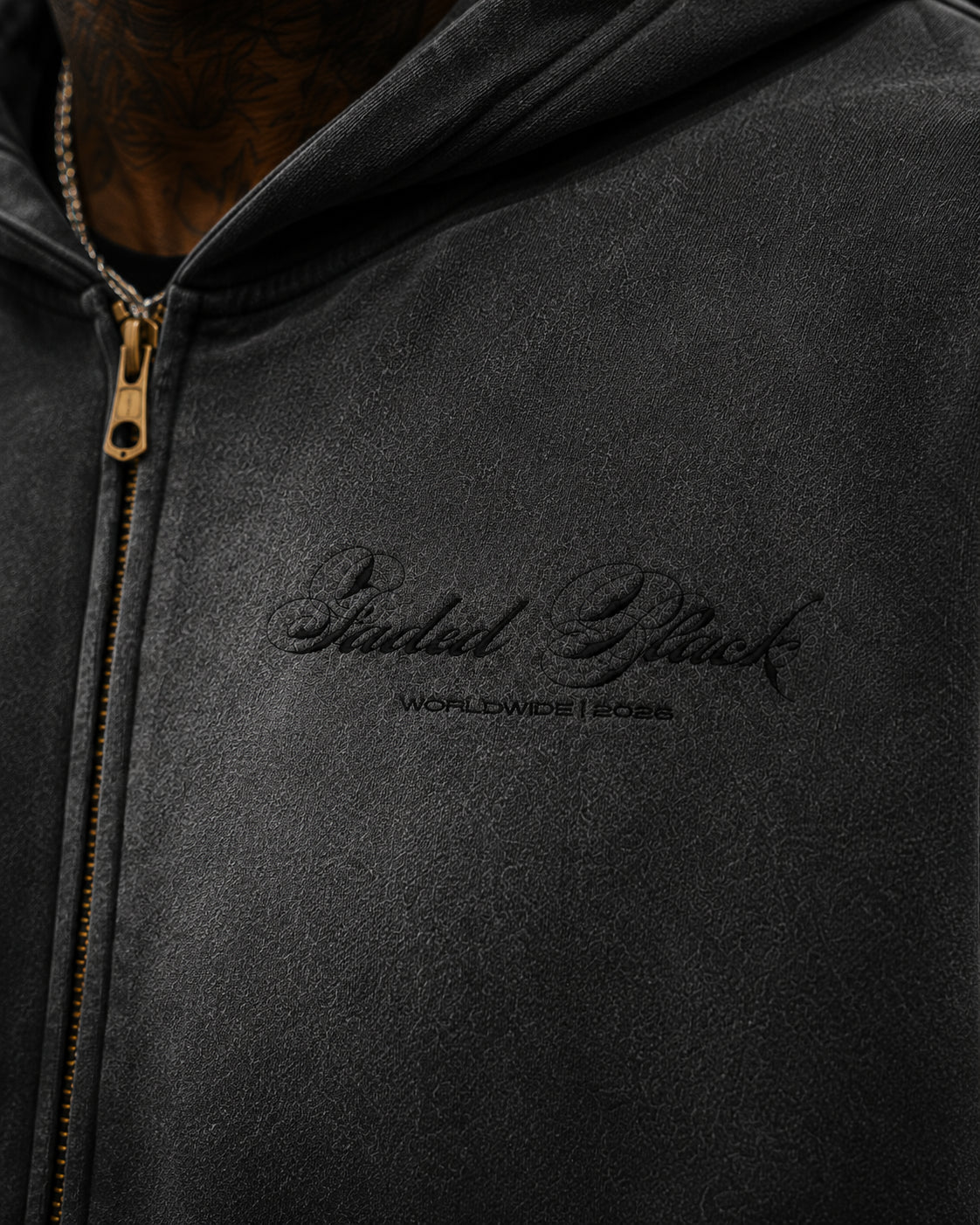 Sunfade Two-way Zipper Boxy Fleece Hoodie