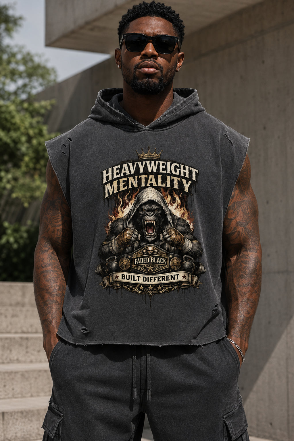 Snow Washed Boxy Hooded Tank Top