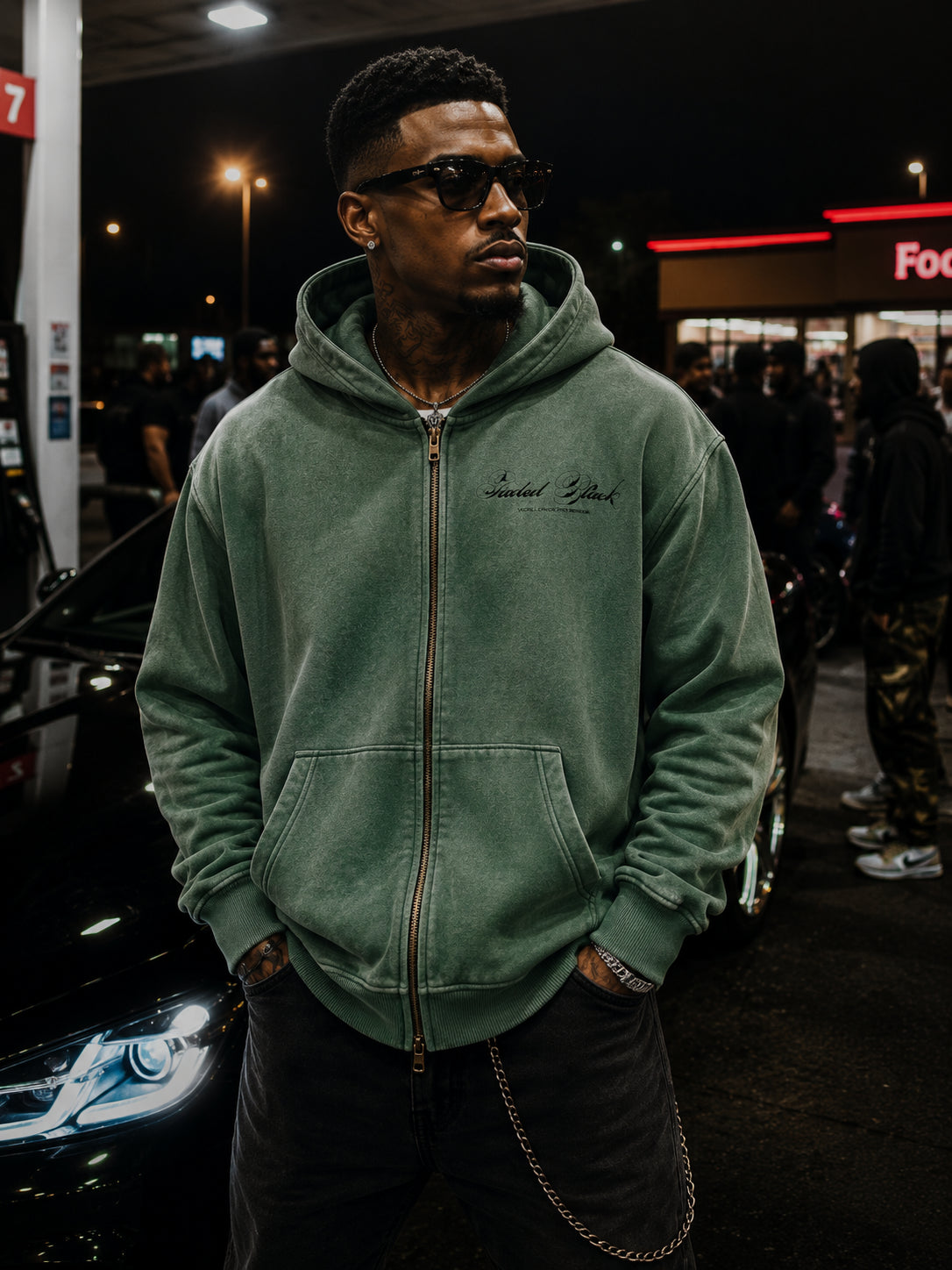 Sunfade Two-way Zipper Boxy Fleece Hoodie