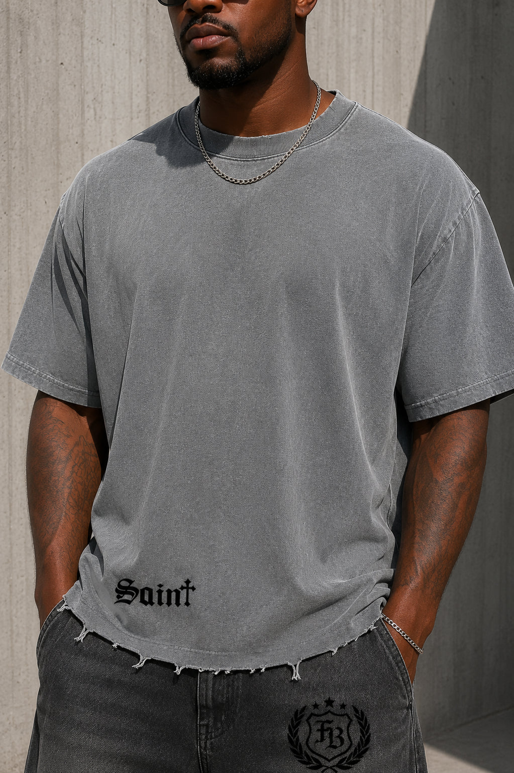 Snow Wash Raw-Hem Boxy T-shirt