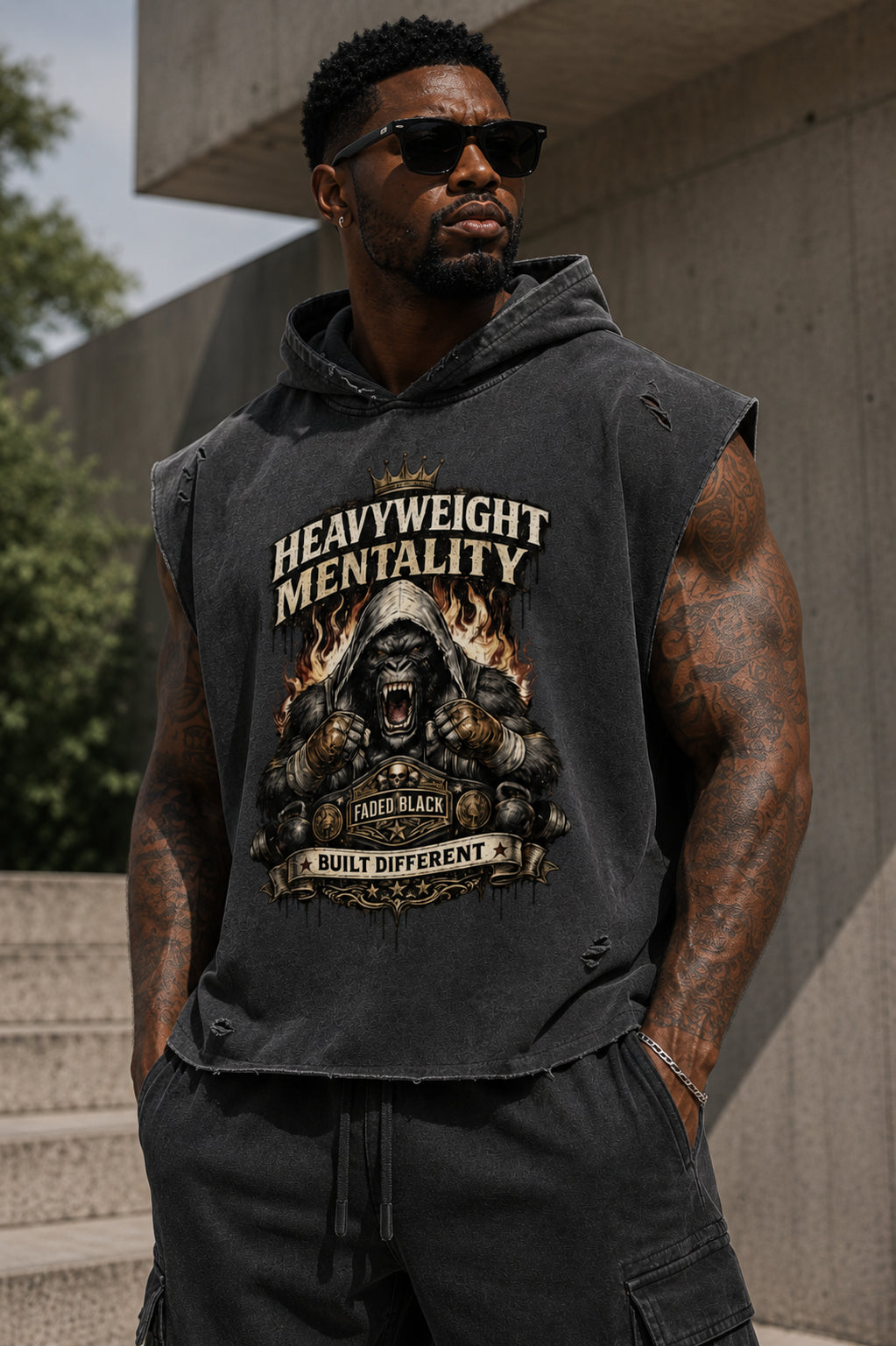 Snow Washed Boxy Hooded Tank Top