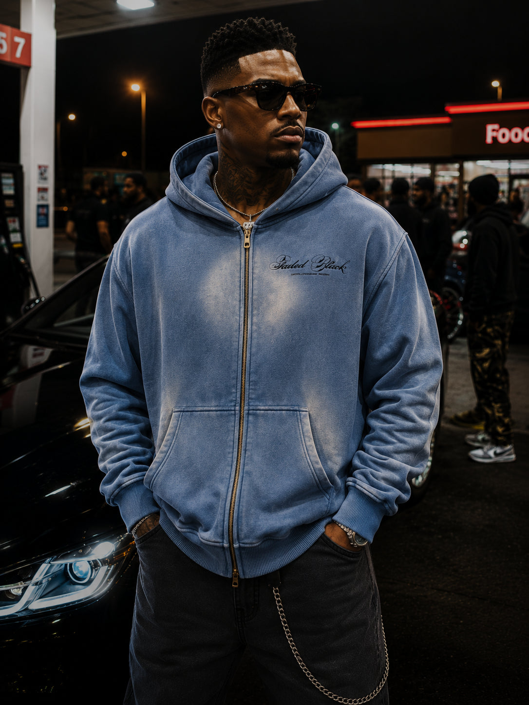 Sunfade Two-way Zipper Boxy Fleece Hoodie
